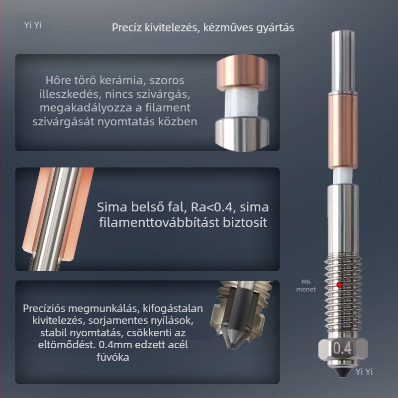Bi-metál acél bevonat fúvóka 3D nyomtatóhoz, Qidi Plus4