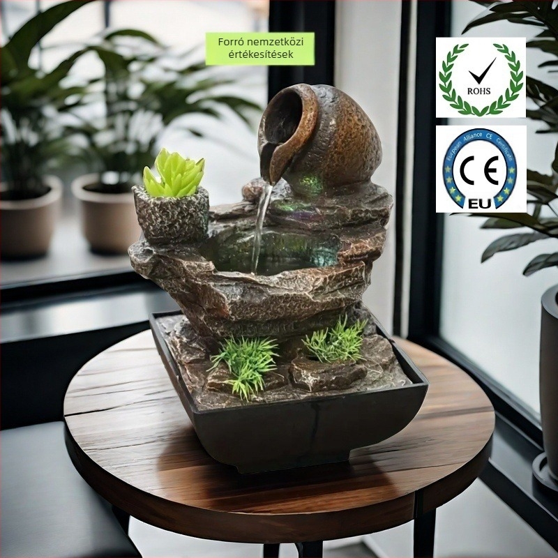 Gyantából készült szökőkút, falra szerelhető kerti dekoráció, permetezés a fal felé, Green Feng, Kína eredetű