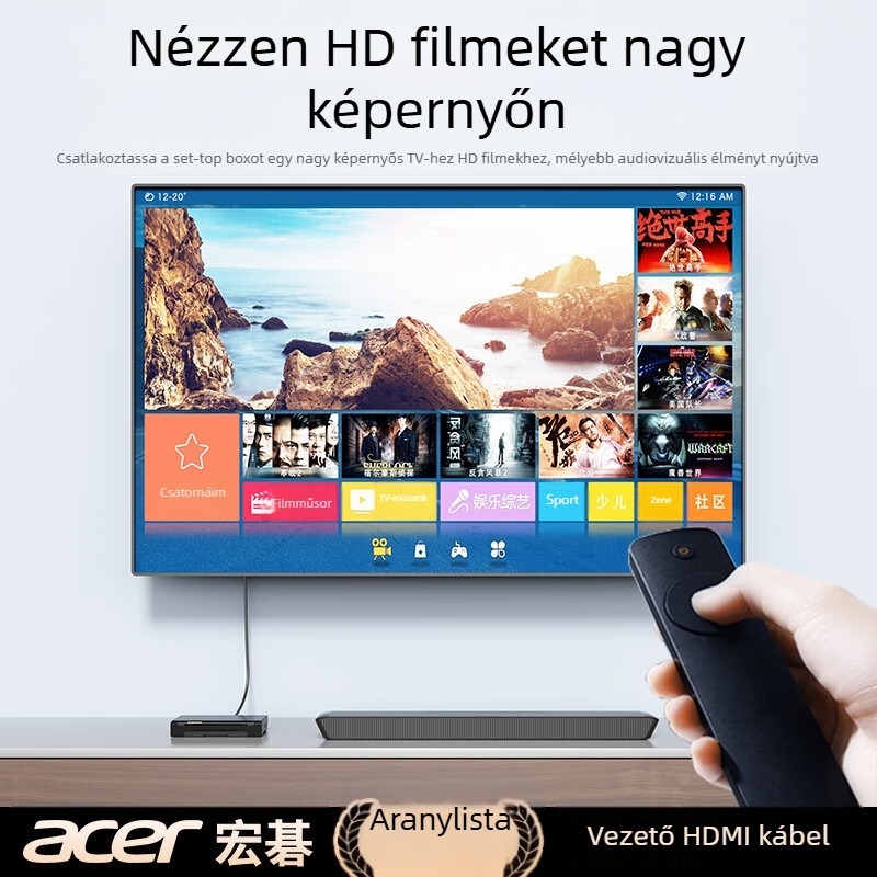 Acer HDMI-kábel 2.0 verzió, 4K támogatás, 3D videó, tiszta réz mag