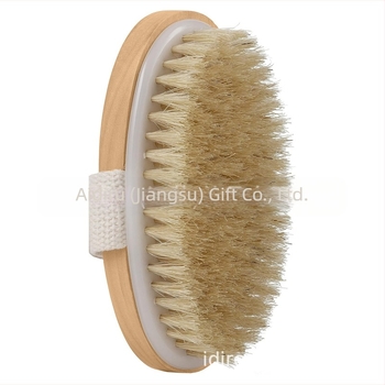 BSH003 bambuszból készült állatszőr-eltávolító ecset, barna sörtékkel, 10–15 cm, lézerrel gravírozott logó