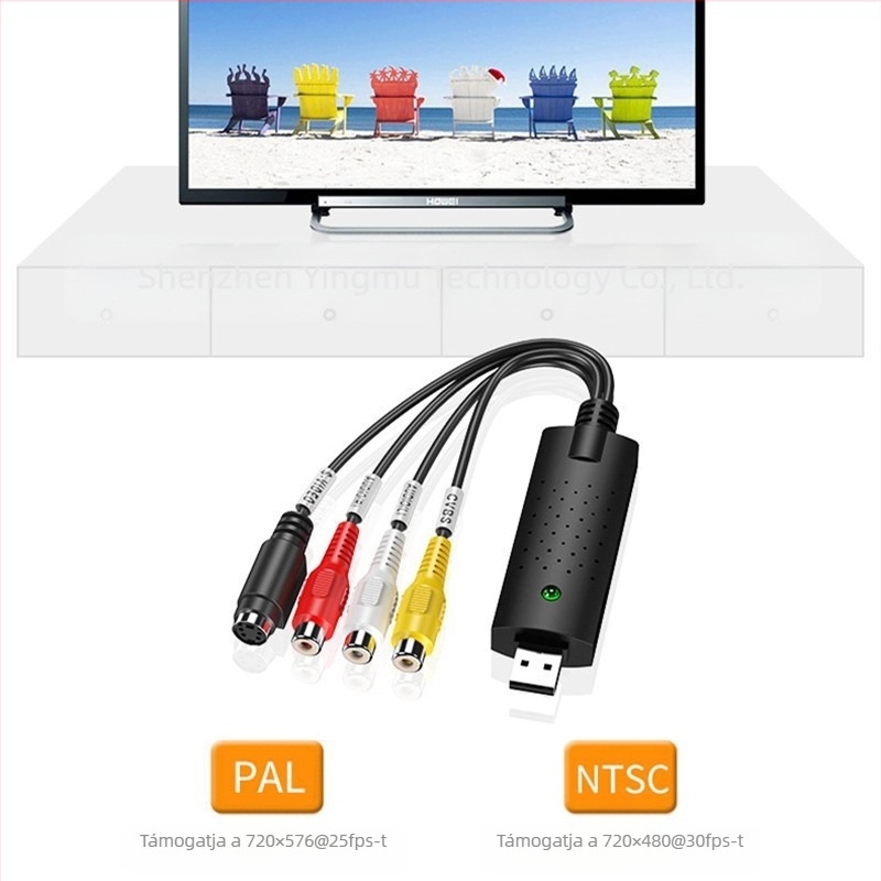 Video rögzítő kártya USB 2.0-val CVBS 3RCA AV bemenet, 720x480 felbontás, modell YMC3U-B