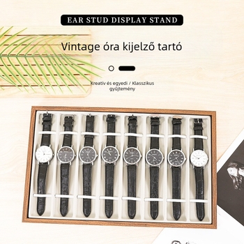 Egy darabból álló fa óratartó tálca, 8 rekesz, prémium érzet, tömörfa ház, egy réteg, illesztett kivitel