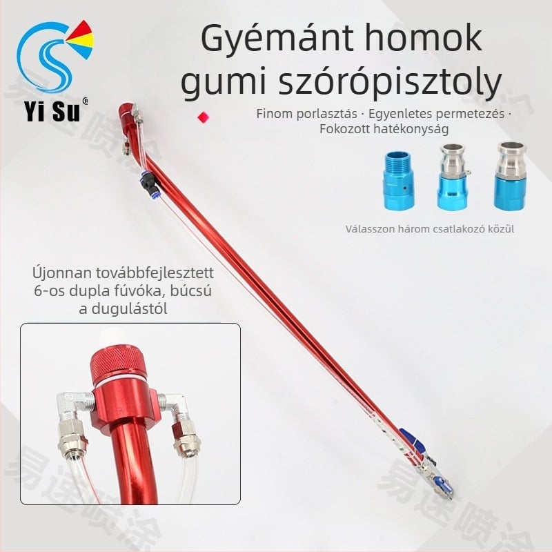 Kétfejű gumírozott permetezőpisztoly, vízálló, többfunkciós, 110 cm, valódi kőfesték, repedésálló habarcs, tűzálló