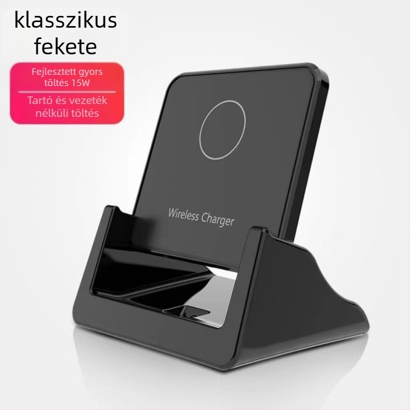 Vezeték nélküli töltőállvány, függőleges kivitel, 15W gyorstöltés, modell jy-01, ABS