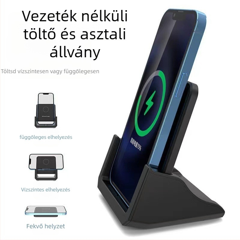 Vezeték nélküli töltőállvány, függőleges kivitel, 15W gyorstöltés, modell jy-01, ABS