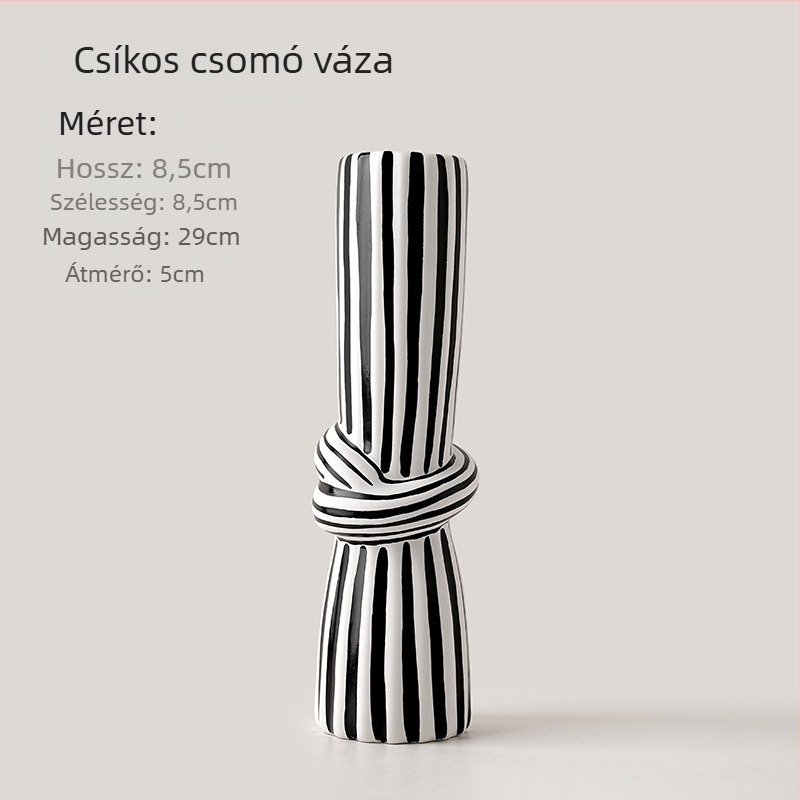 Fehér porcelánból készült váza, csíkos csomó mintával, modern minimalista stílus – Bhm Beihanmei
