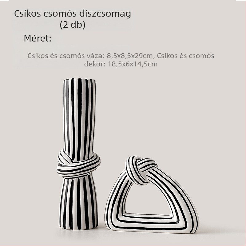 Fehér porcelánból készült váza, csíkos csomó mintával, modern minimalista stílus – Bhm Beihanmei