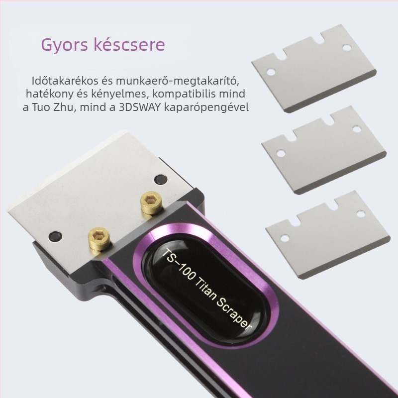 3D nyomtató platformfém kaparó, PEI lemezzel, tisztító pengével és hex kulccsal (SN346)