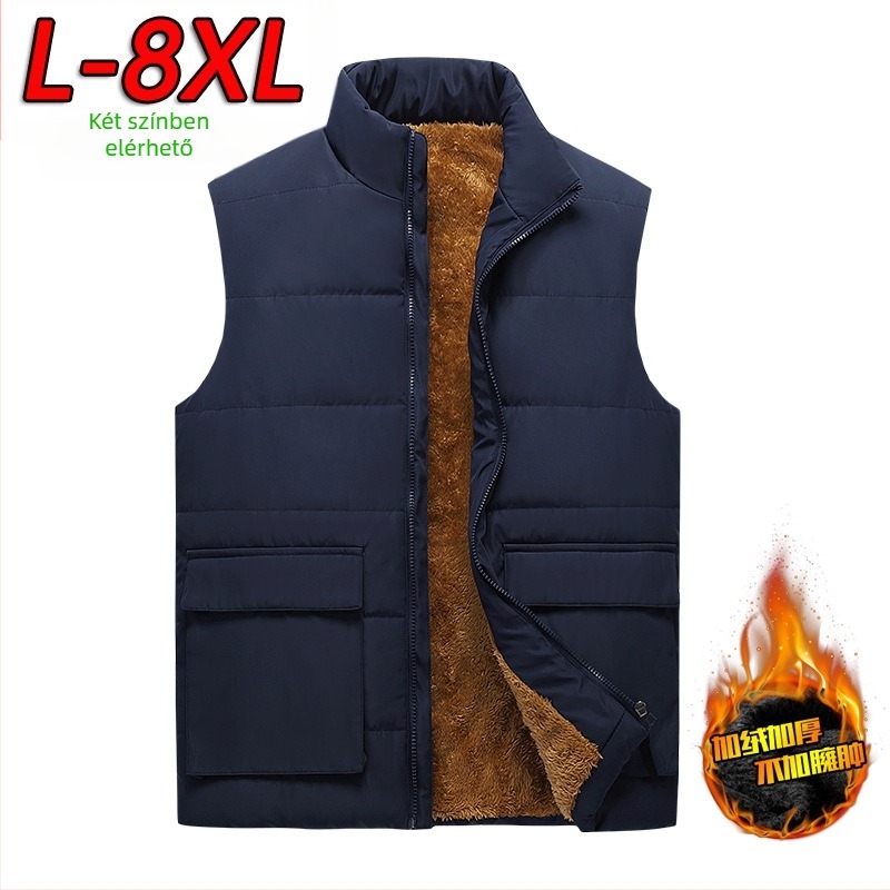 Férfi fleece mellény, álló gallér, cipzár, egyszínű, külső 100% poliészter, bélés poliészter