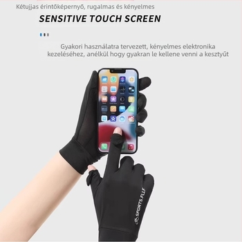 Vezetéshez és kerékpározáshoz készült kesztyű – Flip-Cover, Ice Silk poliészter, 61–70% fő anyag, légáteresztő, csúszásmentes, érintőképernyő-kompatibilis, napvédő – 2025 tavasz
