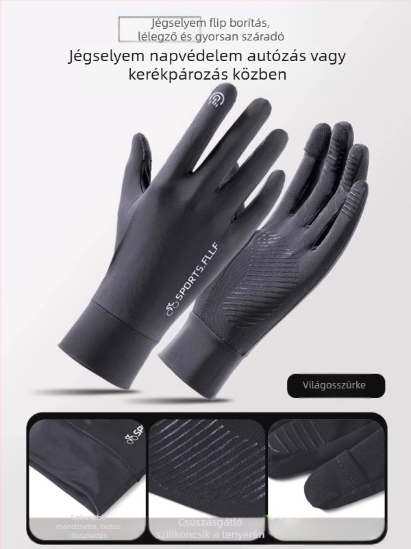 Vezetéshez és kerékpározáshoz készült kesztyű – Flip-Cover, Ice Silk poliészter, 61–70% fő anyag, légáteresztő, csúszásmentes, érintőképernyő-kompatibilis, napvédő – 2025 tavasz
