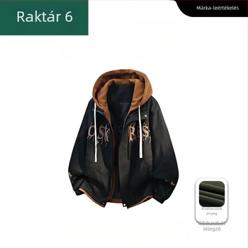 Férfi kapucnis dzseki két részes dizájnnal, Camel Wool és poliészter, JK908