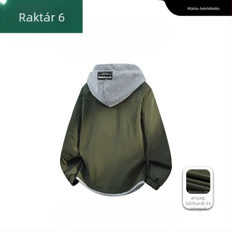 Férfi kapucnis dzseki két részes dizájnnal, Camel Wool és poliészter, JK908