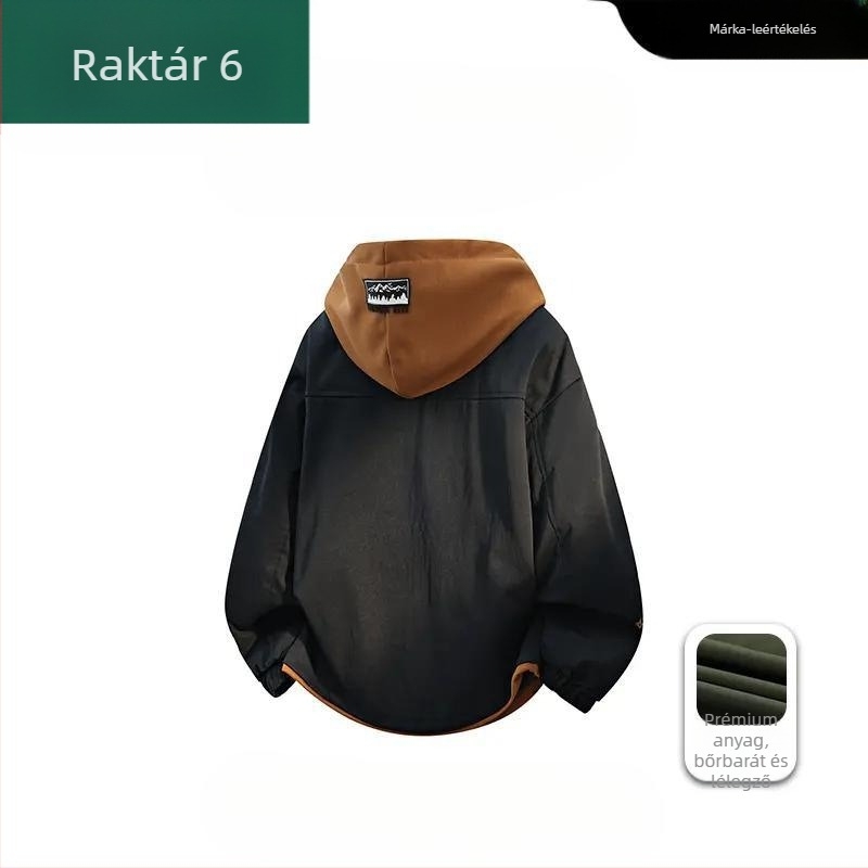 Férfi kapucnis dzseki két részes dizájnnal, Camel Wool és poliészter, JK908