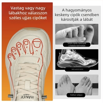 Uniszex széles orrú cipő – kültéri mindennapi futócipő, felsőrész szintetikus bőrből, EVA középtalp, gumírozott külső talp