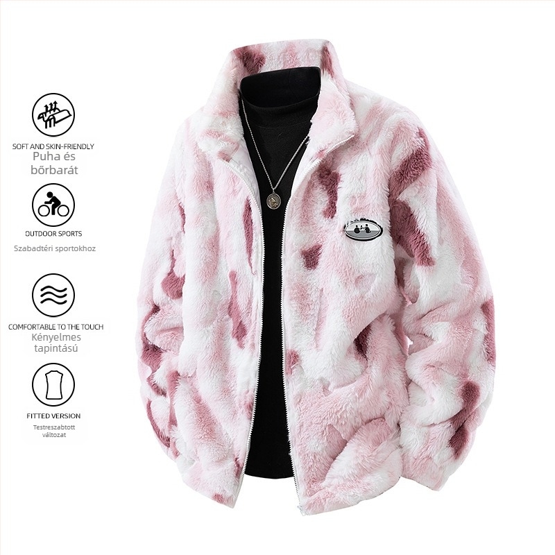 Városi stílusú dzseki, tie-dye mintázat, zipzár zárás, vastag anyag 100% poliészter (külső és bélés)