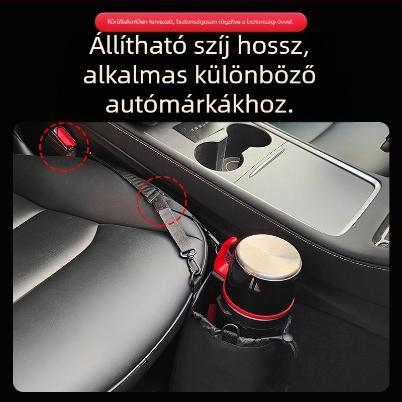 Textil termosz tartó az autó középkonzoljának oldalához, függő használatra, vízálló, terhelésálló