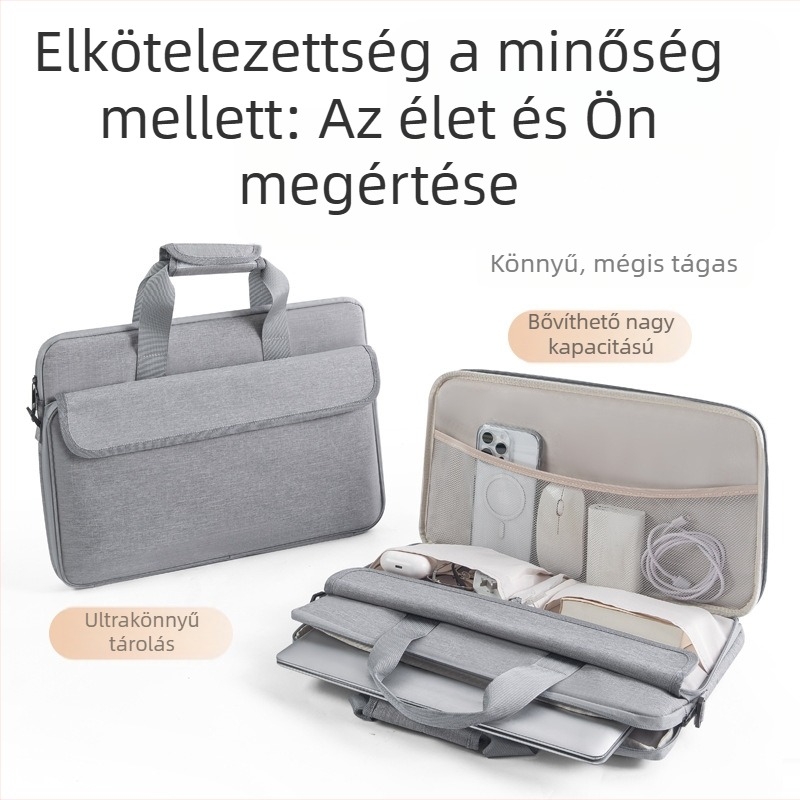Könnyű laptop táska belső zsebbel, vállon vagy keresztben hordható, 15 hüvelykes laptophoz