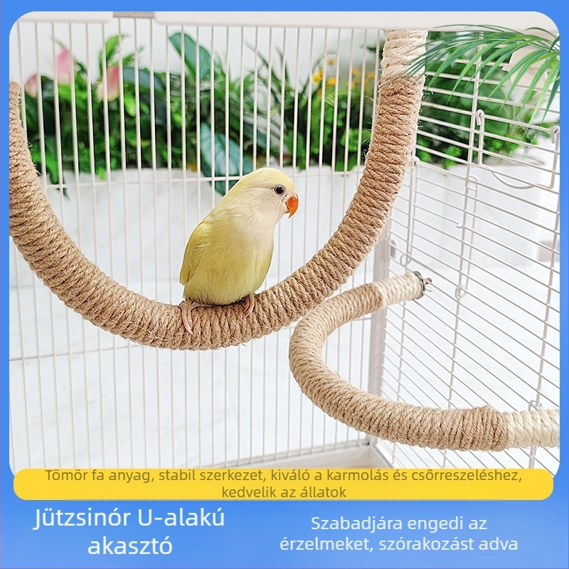MOOI kender kötél papagájhoz — U‑alakú kapaszkodó, harapó játék a karma edzésére