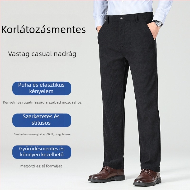 Öltönynadrág – Corduroy anyag, egyenes szabás, No-Iron kezelés, Business Formal, 2025 ősz