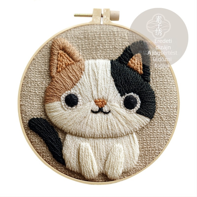 DIY punch needle hímzőkészlet: Ragdoll macska