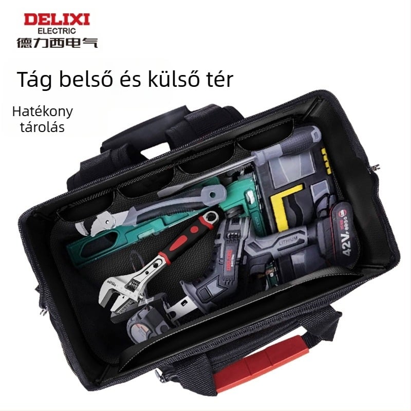 Delixi Electric Dupla vállú szerszám hátizsák elektromérnököknek – szerszámok szállítása, szerszámok rendezése, hátizsák stílus