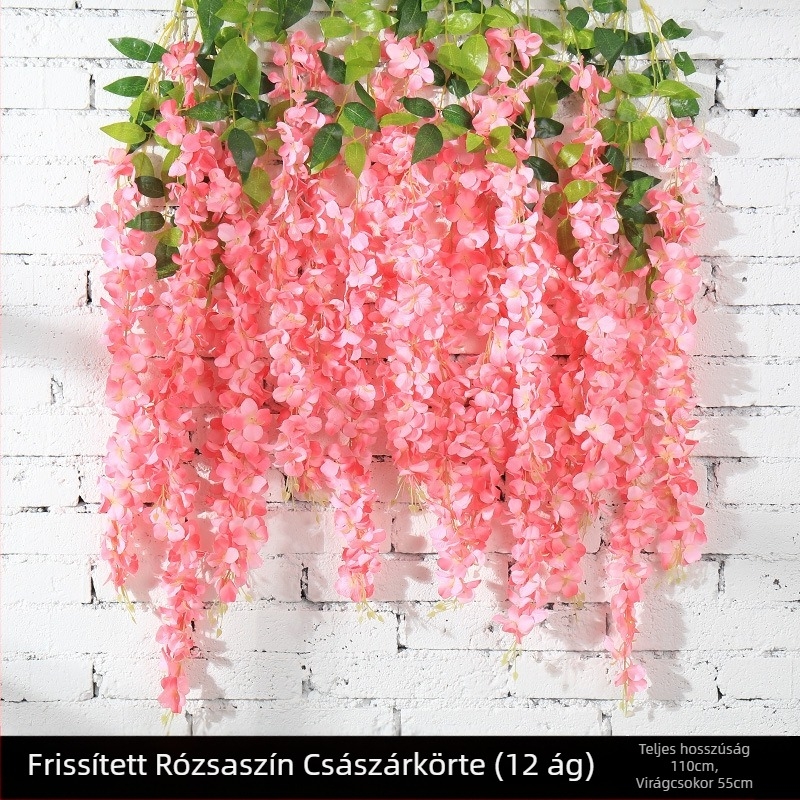 Wisteria függő virágok, mesterséges, 12 db, műanyag és selyem virágok, esküvőre és otthoni dekorációhoz