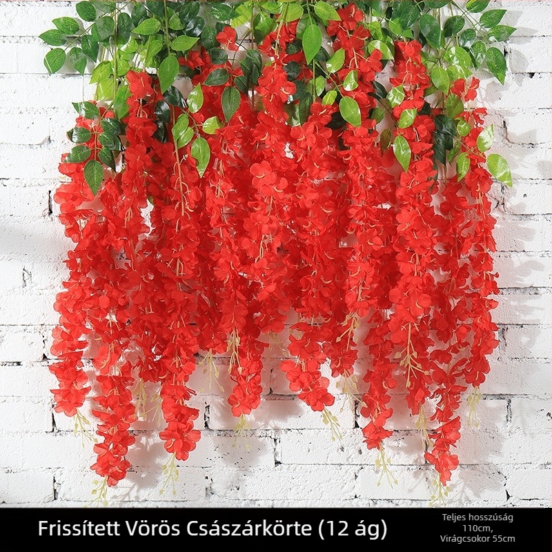 Wisteria függő virágok, mesterséges, 12 db, műanyag és selyem virágok, esküvőre és otthoni dekorációhoz