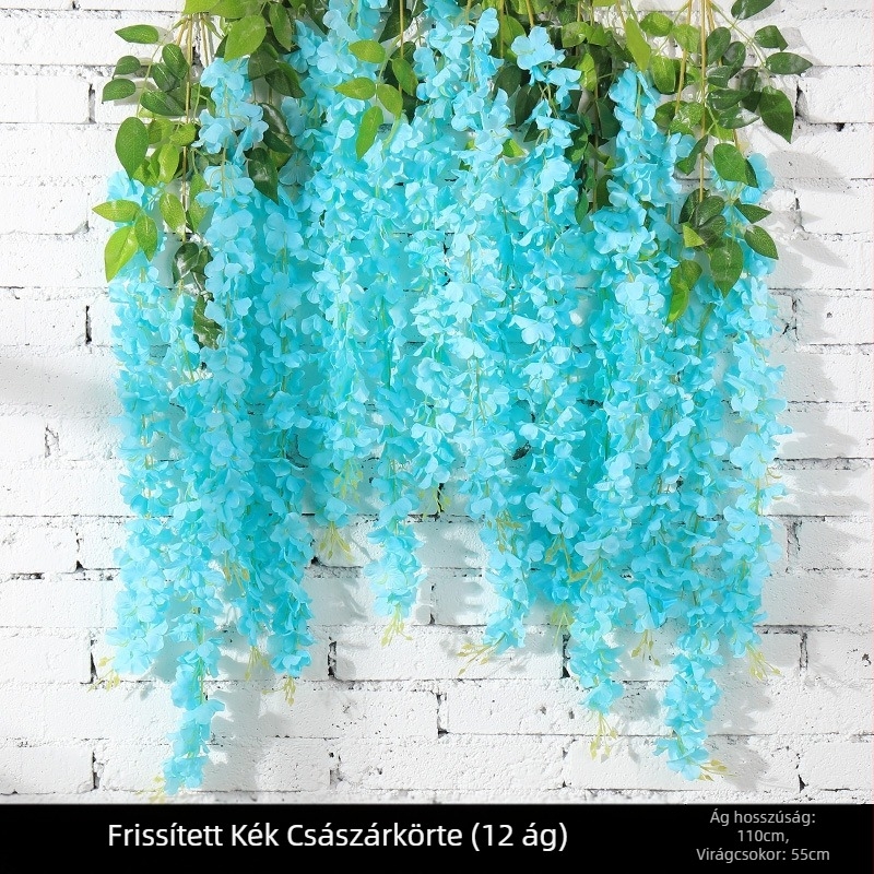 Wisteria függő virágok, mesterséges, 12 db, műanyag és selyem virágok, esküvőre és otthoni dekorációhoz