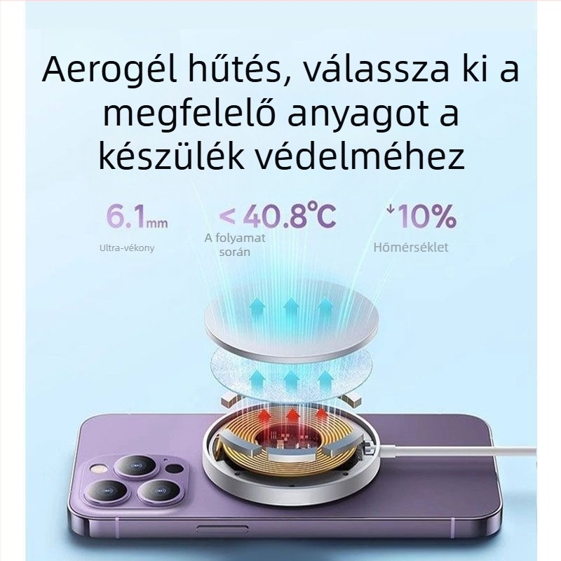 Mágneses vezeték nélküli töltő iPhone 15/16/14/13/12/11/8 Pro-hoz – QC4.0 gyorstöltés