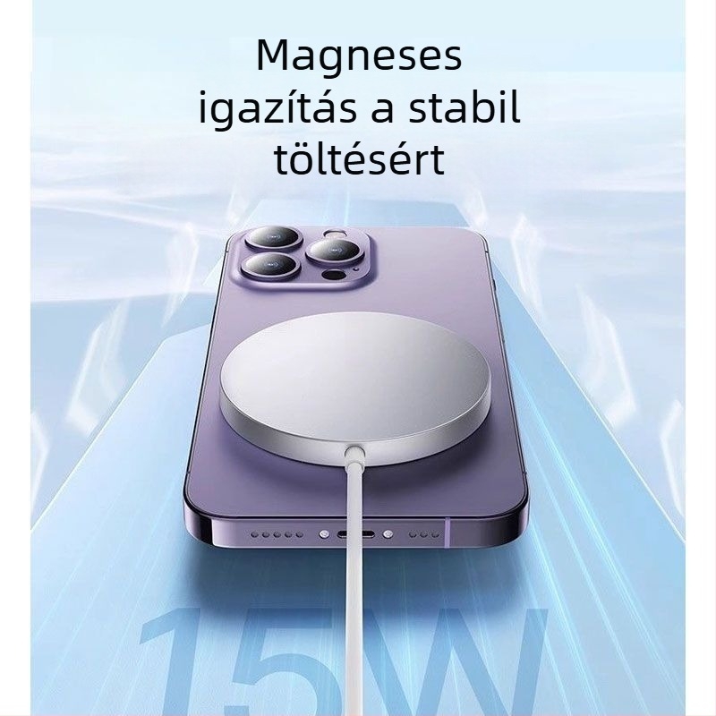 Mágneses vezeték nélküli töltő iPhone 15/16/14/13/12/11/8 Pro-hoz – QC4.0 gyorstöltés