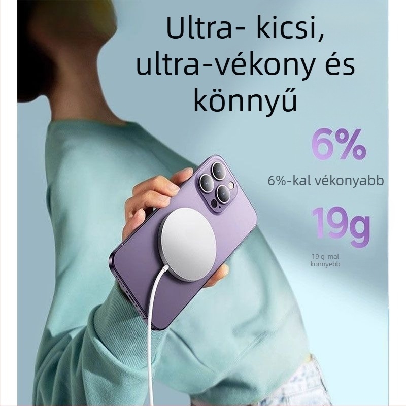 Mágneses vezeték nélküli töltő iPhone 15/16/14/13/12/11/8 Pro-hoz – QC4.0 gyorstöltés