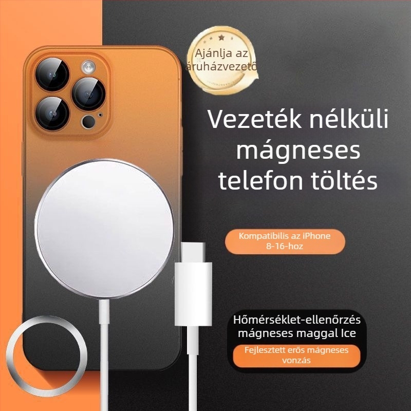 Mágneses vezeték nélküli töltő iPhone 15/16/14/13/12/11/8 Pro-hoz – QC4.0 gyorstöltés