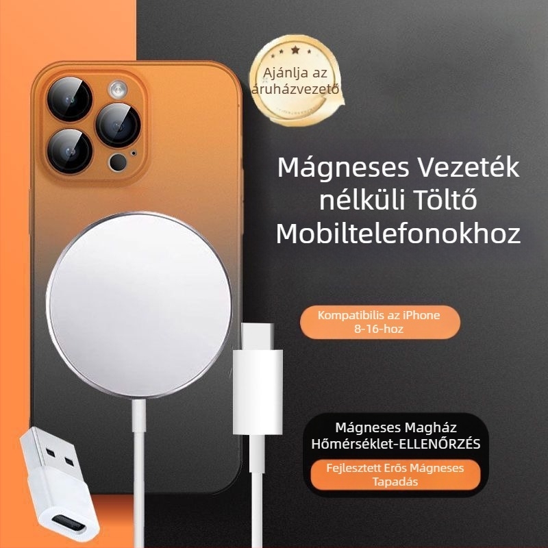 Mágneses vezeték nélküli töltő iPhone 15/16/14/13/12/11/8 Pro-hoz – QC4.0 gyorstöltés