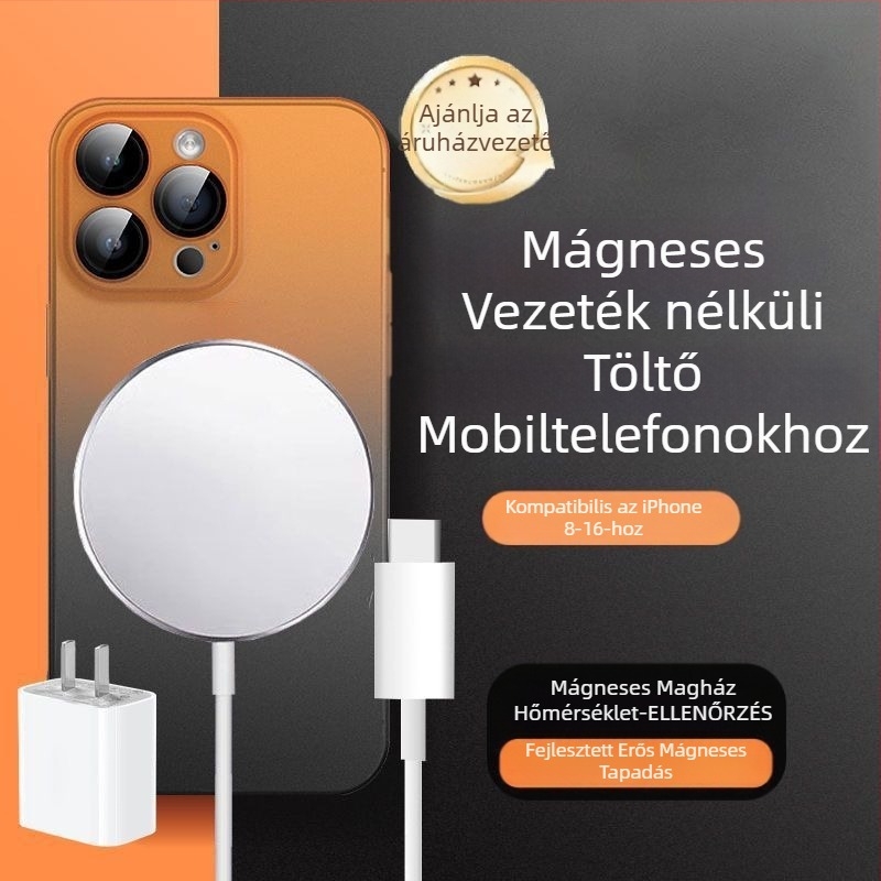 Mágneses vezeték nélküli töltő iPhone 15/16/14/13/12/11/8 Pro-hoz – QC4.0 gyorstöltés