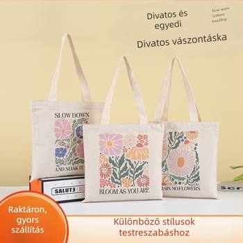 Tote táska vászonból digitális nyomtatással és logóval, 12oz vászon, készleten és testreszabható