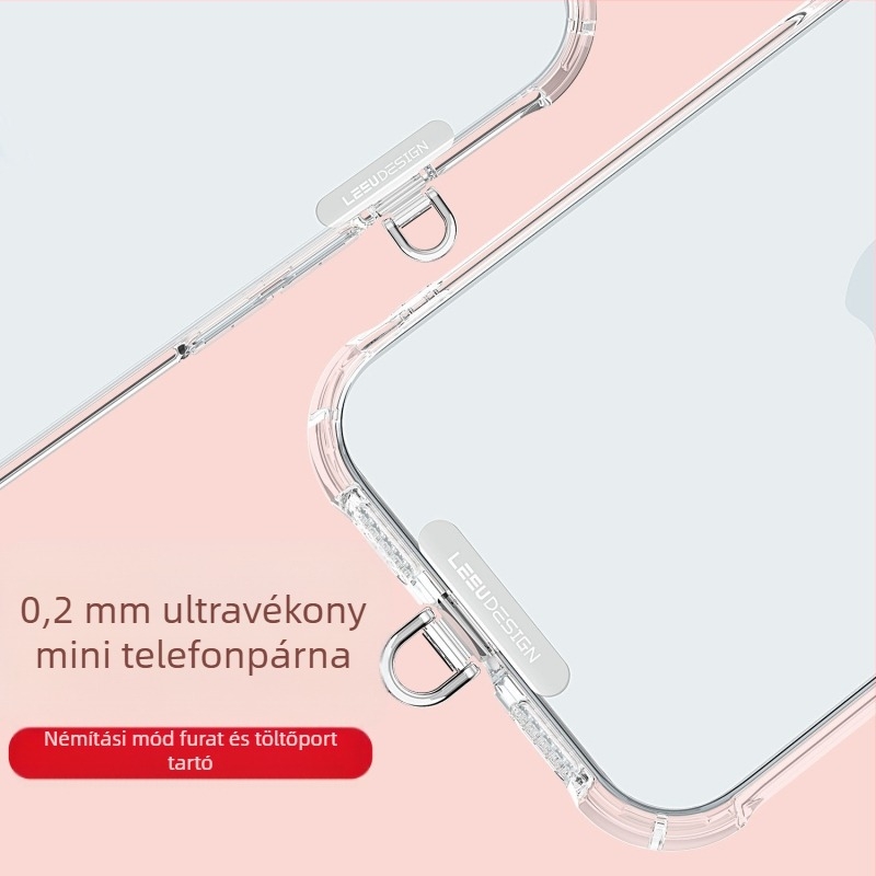 Eredeti mini fém telefonklipsz lánccal és medállal a tokhoz, ultra vékony kivitel kártyákhoz