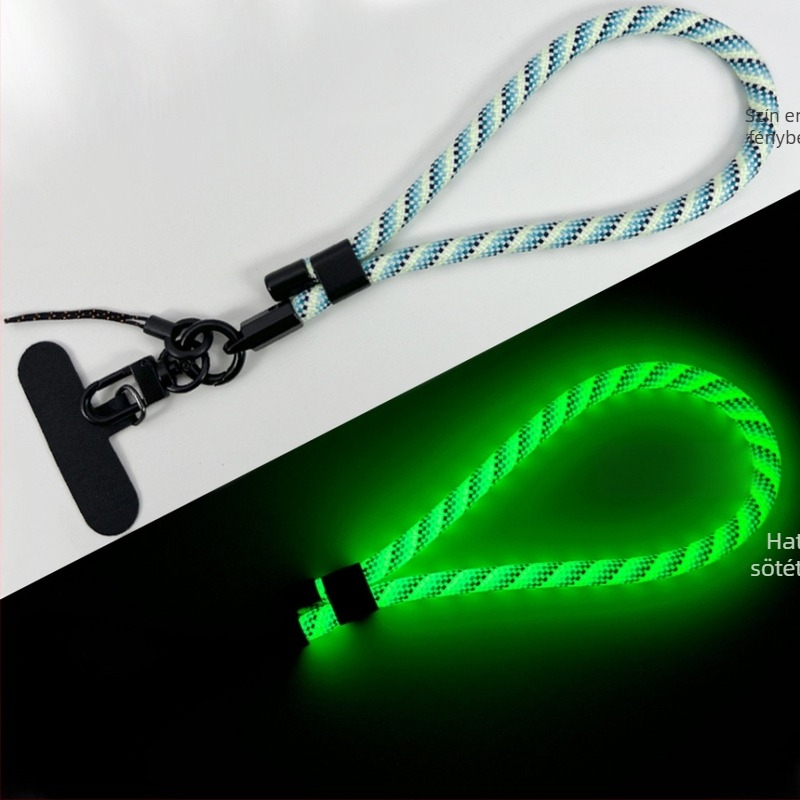 Mobiltelefon csuklópánt világító, állítható, leválasztható (Szövés; Poliészter kötél; Fém csat; Fém medál; Medál formája: Egyéb)
