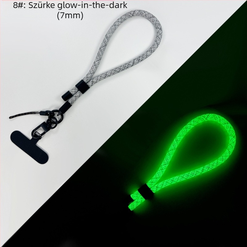 Mobiltelefon csuklópánt világító, állítható, leválasztható (Szövés; Poliészter kötél; Fém csat; Fém medál; Medál formája: Egyéb)