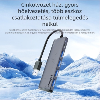 Lenovo USB/Type-C 4‑in‑1 hub négy USB 3.0 porttal, gyors adatátvitel