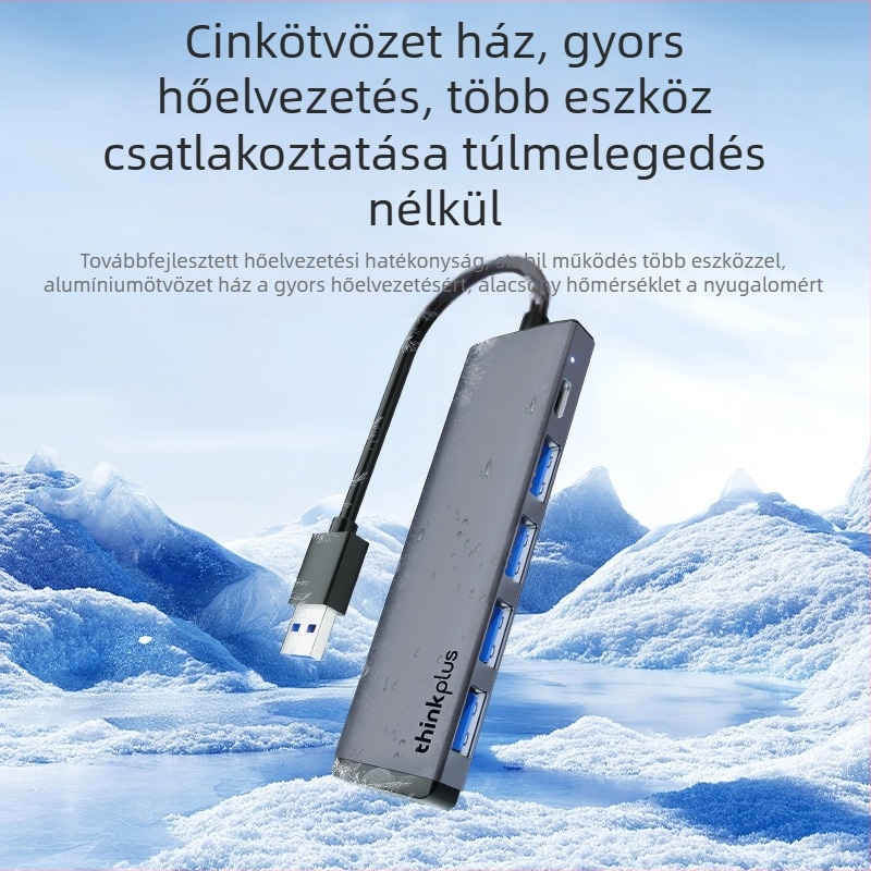Lenovo USB/Type-C 4‑in‑1 hub négy USB 3.0 porttal, gyors adatátvitel