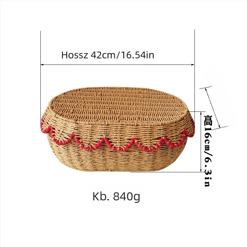 Rattan tároló kosár fan alakú, fedővel, kozmetikumok és ékszerek tárolására, testreszabható modell, 3 darabos készlet, Nordic stílus