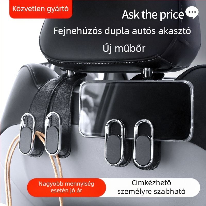 Autó hátsó üléséhez rejtett, többfunkciós belső akasztó – belső tárolásra, PVC, stílus light luxury