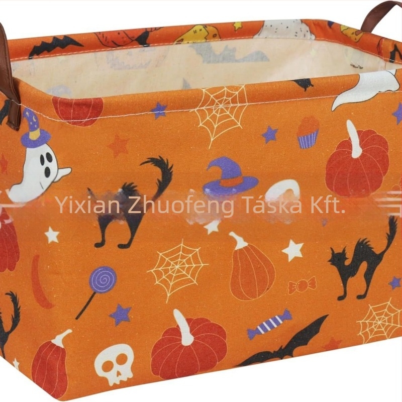 Halloween tök tároló kosár - téglalap alakú játék kosár, pamut, Modell 1532, Amerikai stílus
