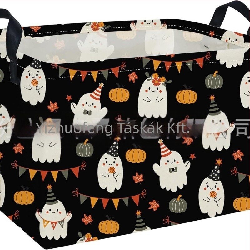 Halloween tök tároló kosár - téglalap alakú játék kosár, pamut, Modell 1532, Amerikai stílus