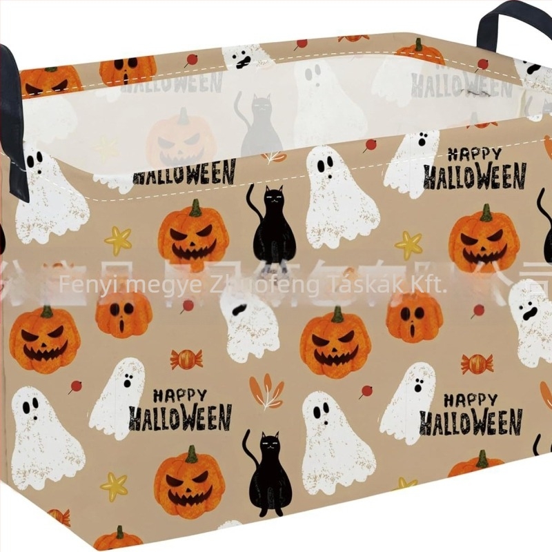 Halloween tök tároló kosár - téglalap alakú játék kosár, pamut, Modell 1532, Amerikai stílus