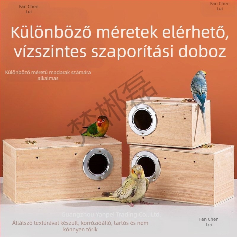 Fából készült papagájtenyésztő doboz függő fészekkel, modell RR7hQhsi