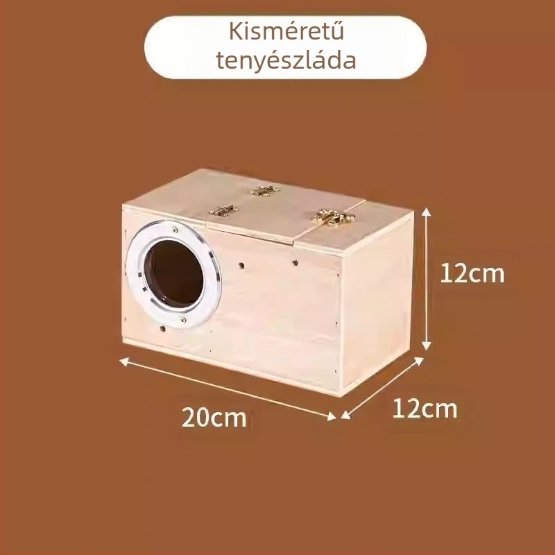 Fából készült papagájtenyésztő doboz függő fészekkel, modell RR7hQhsi