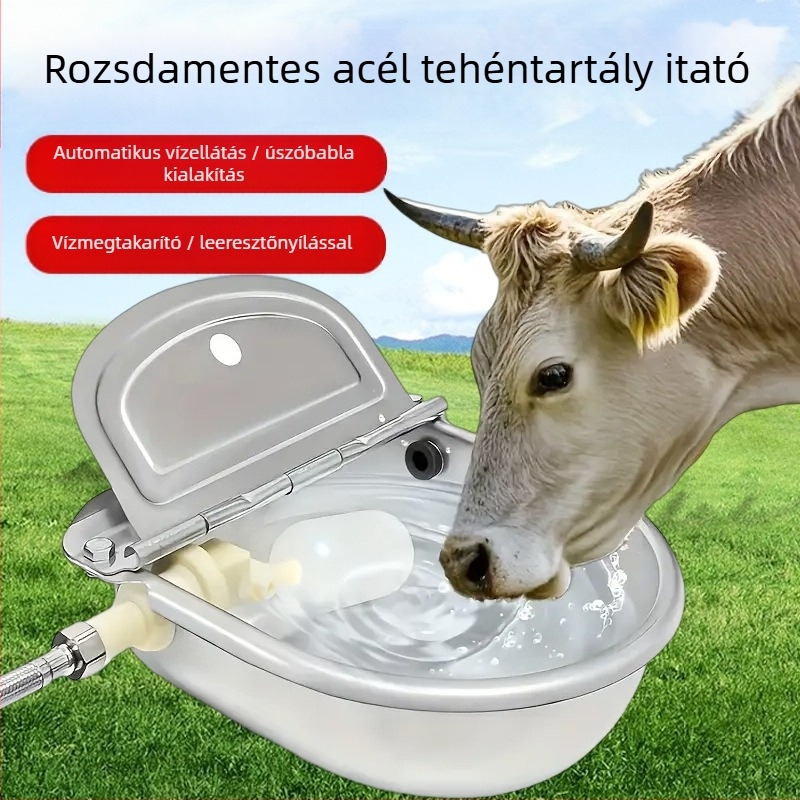Rozsdamentes acélból készült itatóedény állatok számára, lebegő golyós automata