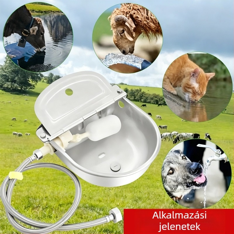 Rozsdamentes acélból készült itatóedény állatok számára, lebegő golyós automata